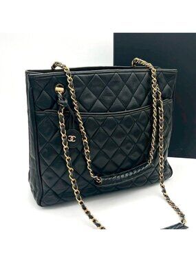Chanel Quilted Tote Chain Lambskin Black